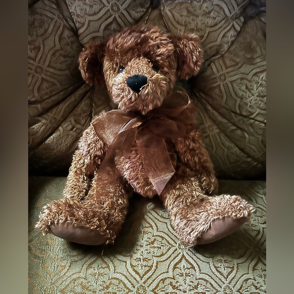 Russ Berrie Other - Russ bearie Ernest Bear Plush Dark curly Hair Velvet feet